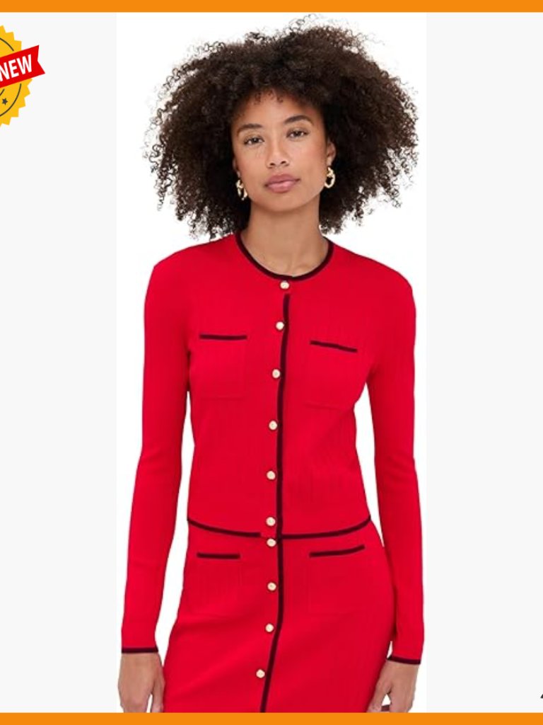 Lightweight Stretch Knit Cardigan With Patch Pocket, Crew Neck